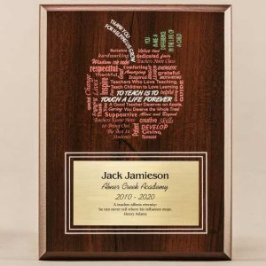 Amazing Educator Series Plaque with Apple Word Cloud for teacher appreciation day