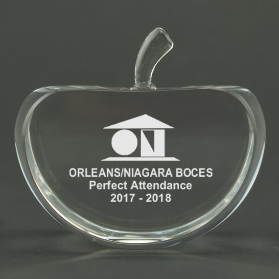 Flat Apple Crystal Paperweight for Teacher Appreciation Day