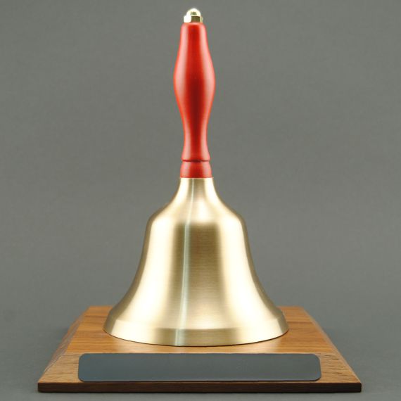 Service Award Hand Bell with Red Handle and Base - Non-Engraved