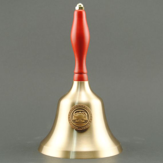 Teacher Recognition Hand Bell with Red Handle & Medallion - No Personalization