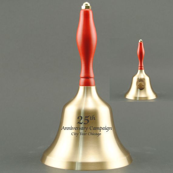 Teacher Appreciation Hand Bell with Red Handle & Medallion - Bell Personalization