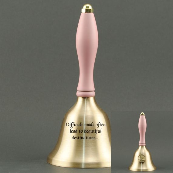 Teacher Recognition Hand Bell with Pink Handle & Medallion - Bell Personalization
