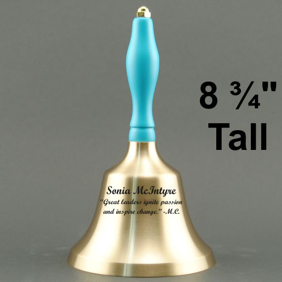 Corporate Employee Hand Bell with Light Blue Handle - Personalization