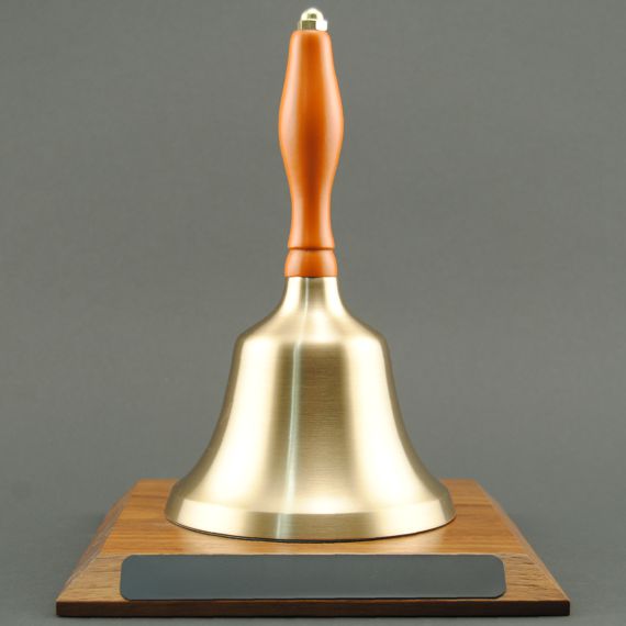 Employee Appreciation Hand Bell with Orange Handle and Base - Non-Engraved