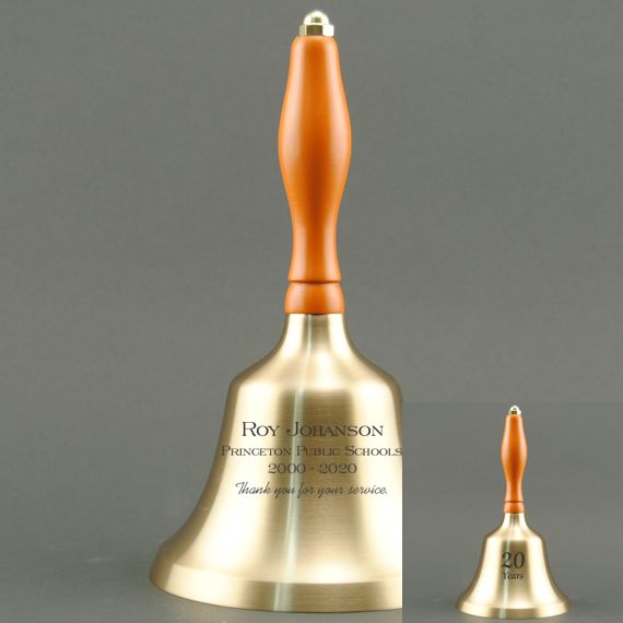Teacher Appreciation Day Hand Bell with Orange Handle - 2 Sided Personalization