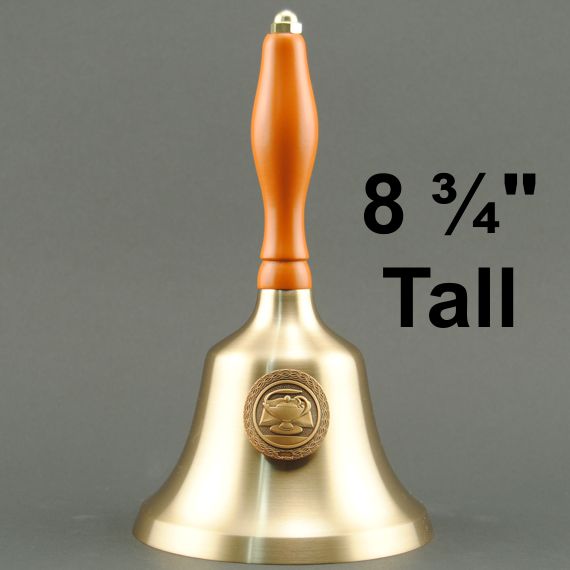 Employee Recognition Hand Bell with Orange Handle & Medallion - No Personalization