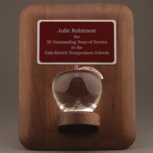 Crystal Apple Plaque for Teacher Recognition