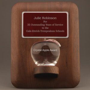 Teacher Retirement Crystal Apple Plaque - Apple & Plate Personalization