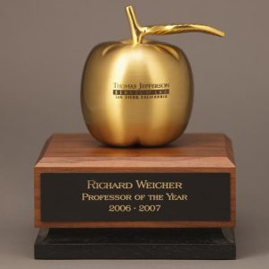 Large Golden Apple Trophy with personalized gold apple and engraved plate