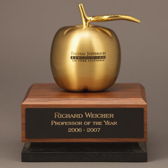 Custom Engraved Large Golden Apple Desk Award