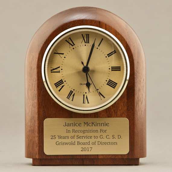 Engraved Walnut Desk Clock for Educator Appreciation Gift