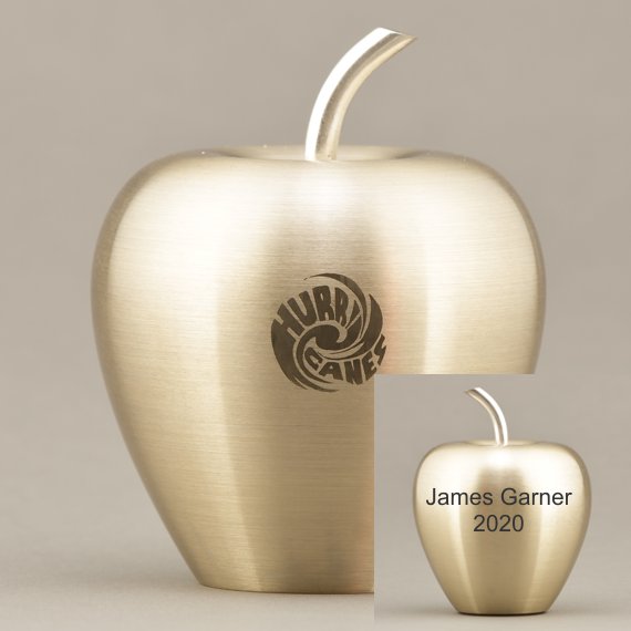 double sided-brass-apple-paperweight
