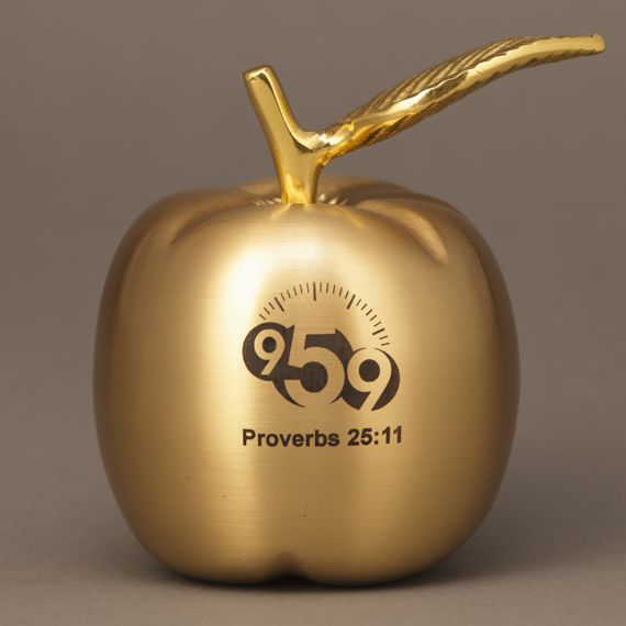 Custom Etched Golden Brass Apple Award