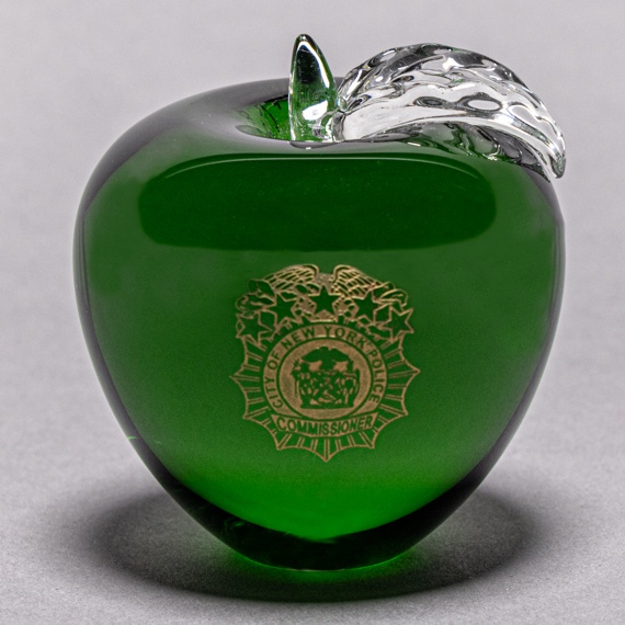 Engraved Green Glass Apple Paperweight for Educator Appreciation Gift