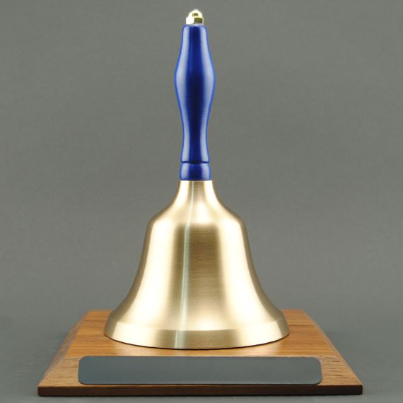 Teacher Appreciation Hand Bell with Blue Handle and Base - Non-Engraved
