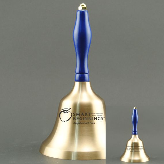 Teacher Appreciation Day Hand Bell with Blue Handle - 2 Sided Personalization