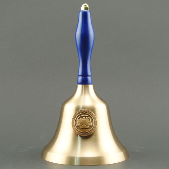 Teacher Appreciation Hand Bell with Blue Handle & Medallion - No Personalization