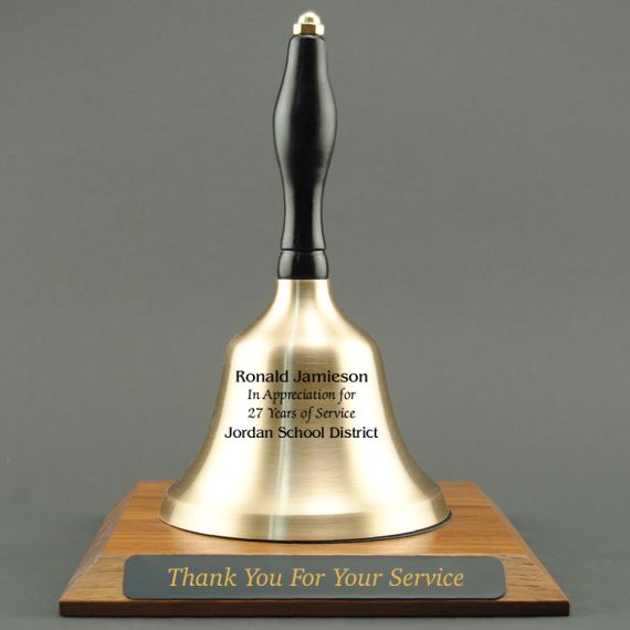 Employee Appreciation Hand Bell with Black Handle and Base - All Engraving Included