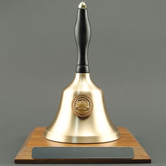 Employee Recognition Hand Bell with Black Handle, Base & Medallion - No Personalization