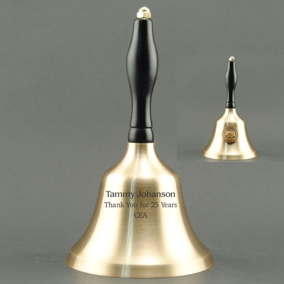 Employee Recognition Hand Bell with Black Handle & Medallion - Bell Personalization