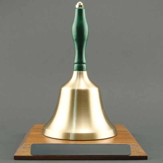 Employee Appreciation Hand Bell with Green Handle and Base - Non-Engraved