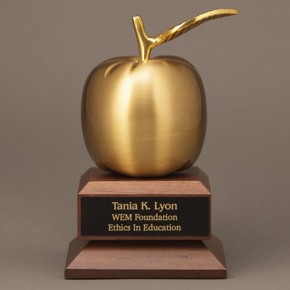 Custom Engraved Gold Apple Desk Award