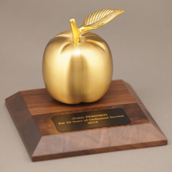 Golden Apple Desk Award Plate Personalization Included Apple