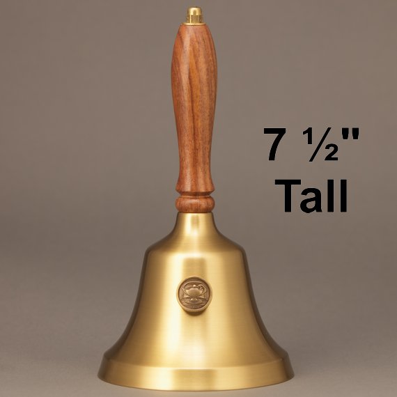 Teacher Recognition Hand Bell with Walnut Handle & Medallion - No Personalization