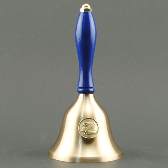 Teacher Recognition Hand Bell with Blue Handle & Medallion - No Personalization