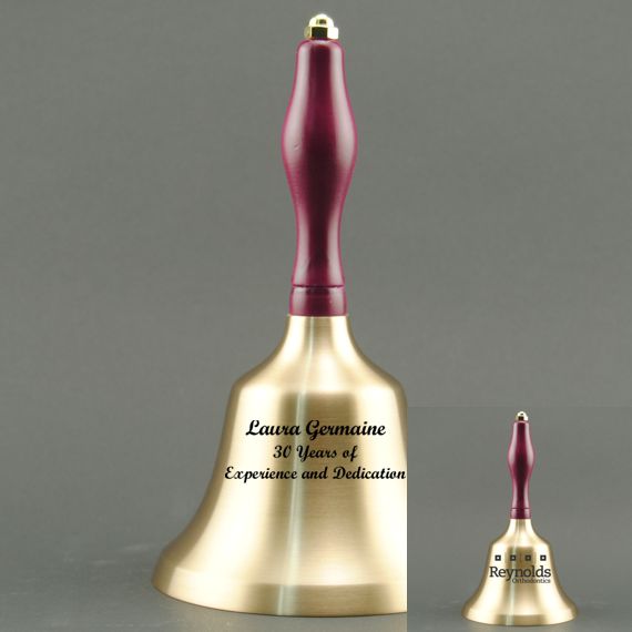 Teacher Retirement Hand Bell with Purple Handle - 2 Sided Personalization