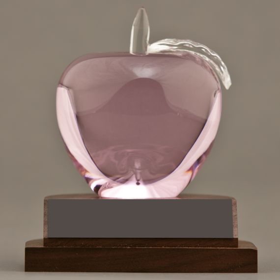 Pink Crystal Apple Desk Award for a Nurse Gift Idea - Cancer Tribute