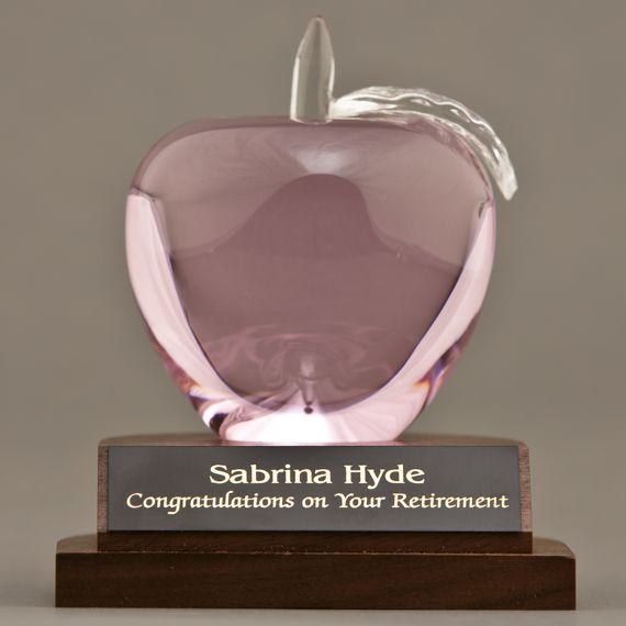 Pink Crystal Apple Desk Award for a Nurse Gift Idea - Cancer Tribute