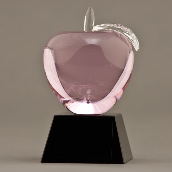Pink Glass Apple Trophy - Healthcare Awareness