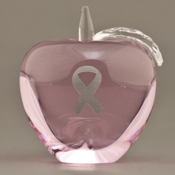 Pink Glass Apple Paperweight for Nurses Appreciation Gift