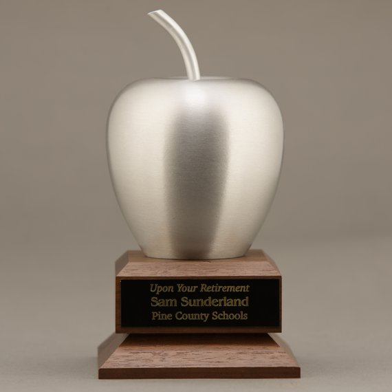 Silver Apple Desk Award - Plate Engraved