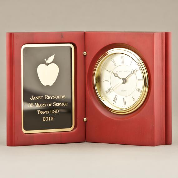 Personalized Rosewood Book Clock