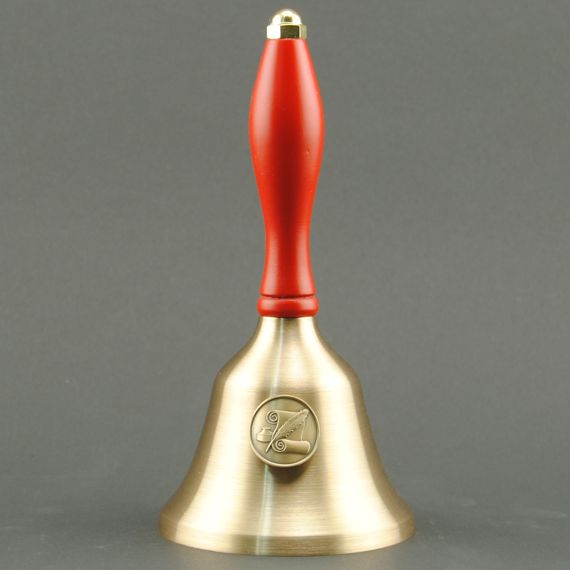 Teacher Recognition Hand Bell with Red Handle & Medallion - No Personalization