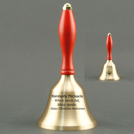 Teacher Recognition Hand Bell with Red Handle & Medallion - Bell Personalization