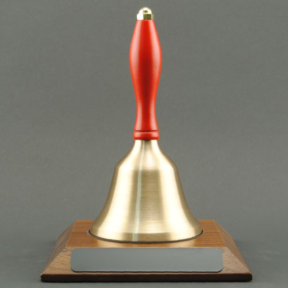 Gold Teacher Appreciation Week Hand Bell with Red Handle and Base - Non-Engraved