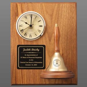 Teacher Appreciation Week Clock Handbell Plaque with Personalization on Bell & Plate