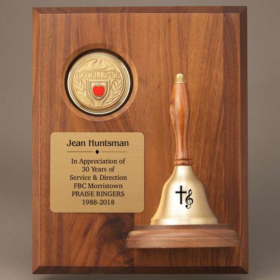 Teacher Appreciation Week Handbell Plaque with Personalization on Bell & Plate