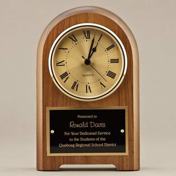 Walnut Arch Top Desk Clock Personalization Included Apple Awards