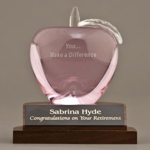 Pink Crystal Apple Desk Award for a Doctor Gift Idea - Cancer Tribute