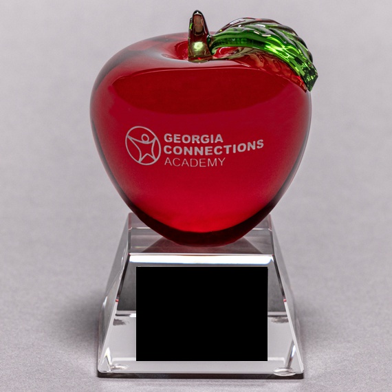 Red Crystal Apple Trophy without Engraving an Excellent Teacher Recognition Gift Idea
