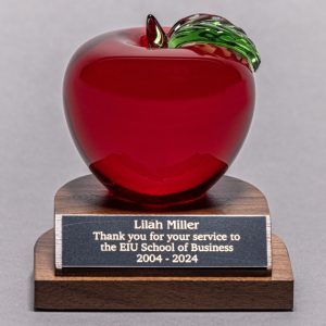 Red Crystal Apple Desk Award Engraved for a Employee Recognition Gift