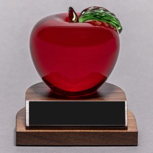 Red Crystal Apple Desk Award without Engraving for a Employee Recognition Gift