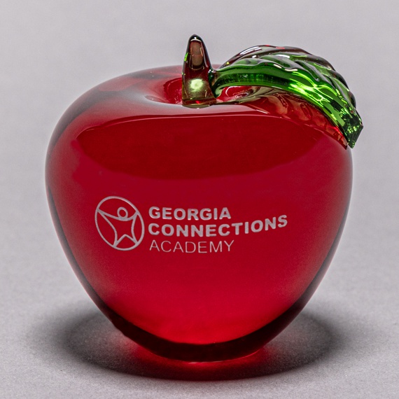 Red Glass Apple Paperweight for Teacher Appreciation Gift