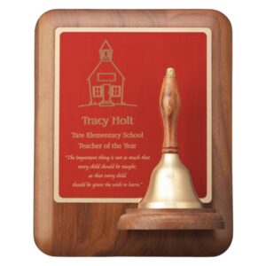 Teacher Service Award Handbell Plaque with Plate Engraving
