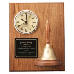 Teacher Appreciation Week Handbell Clock Plaque with Plate Engraving