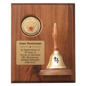Teacher Appreciation Week Handbell Plaque with Personalization on Bell & Plate